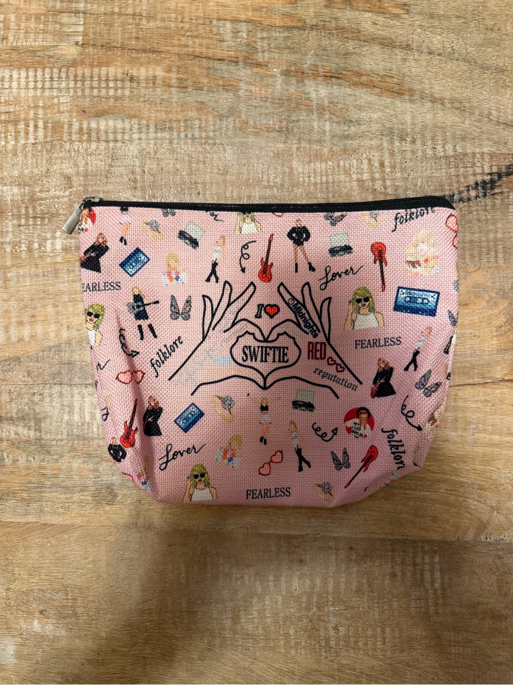 Pink Printed Cosmetic Pouch - Swiftie Design. NWOT